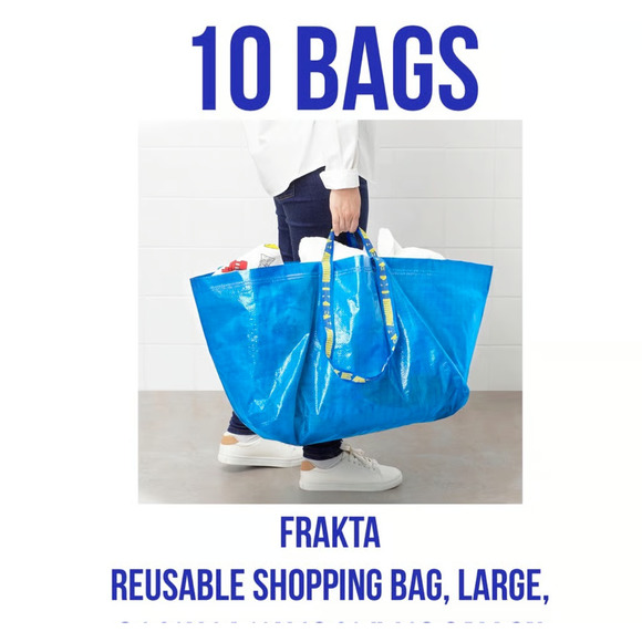 10 Ikea X LARGE BLUE BAGS Shopping Moving Laundry Storage Travel Tote FRAKTA NEW - Picture 6 of 6